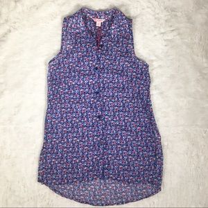 Candie's Geo Print Button-up Tunic